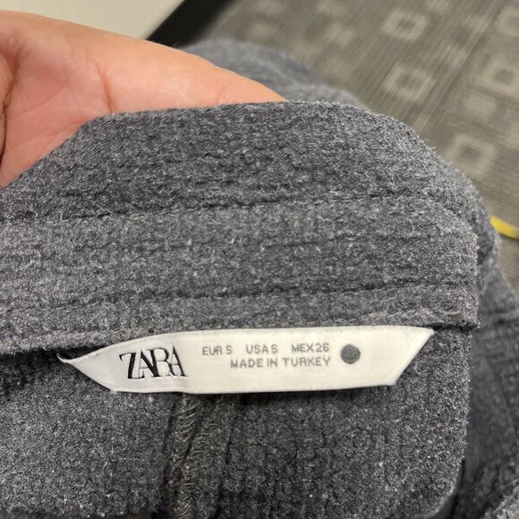 ZARA Women's High Waist Drawstring Draped Jogger Pants Charcoal Grey Size Small - Picture 10 of 10